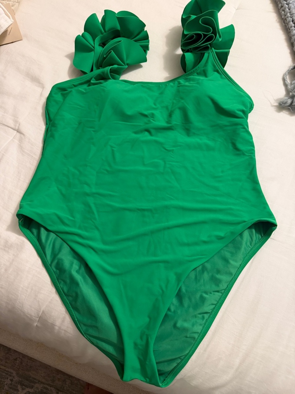 ANTONIO MELANI Emerald Green One-Piece with Ruffle Detail